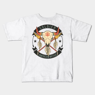 Native American Soldier Badge Design Kids T-Shirt